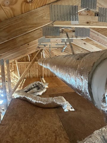 Large insulated duct trunk run through a new attic