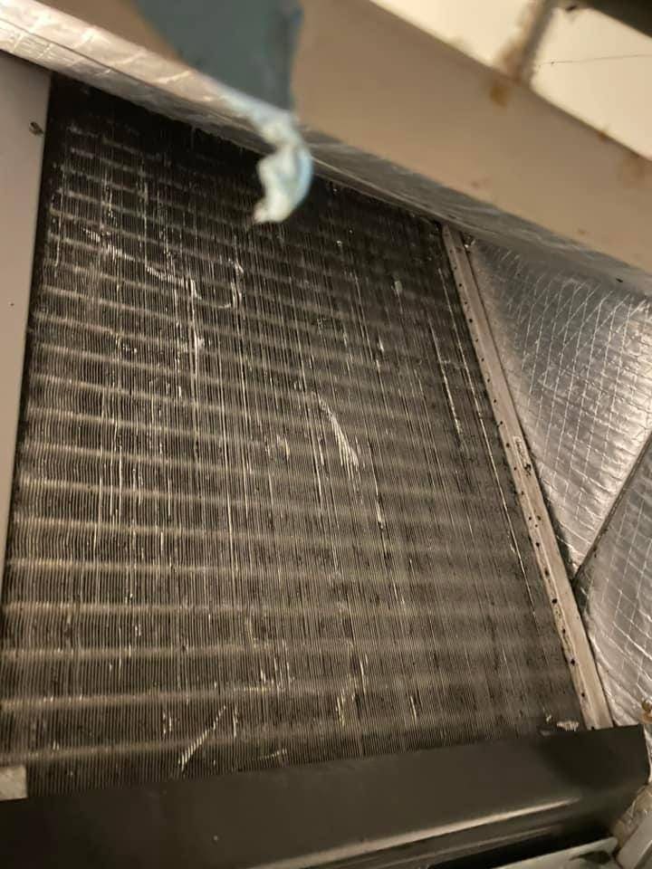 Dirty filter media pulled from a system